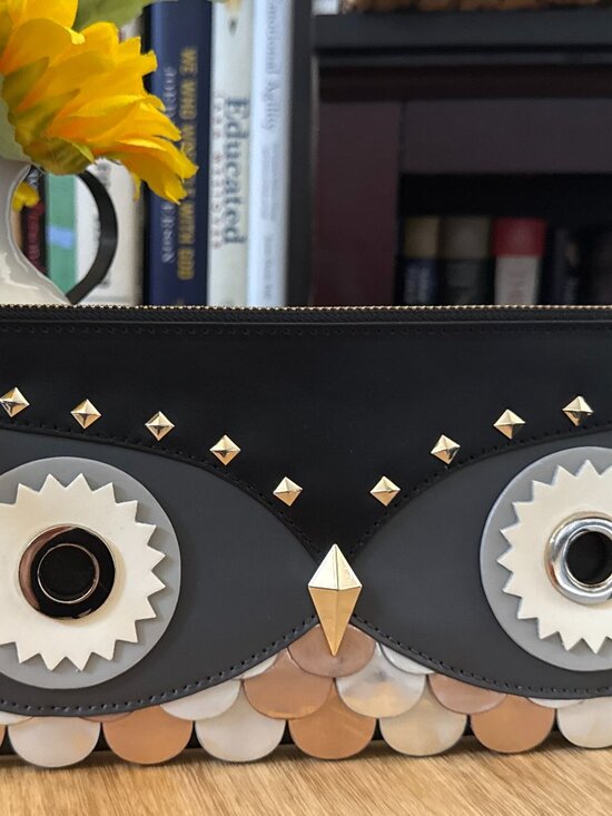 kate spade Handbags - Kate Spade New York Owl Leather Wristlet Clutch Black Novelty Bag NWT
